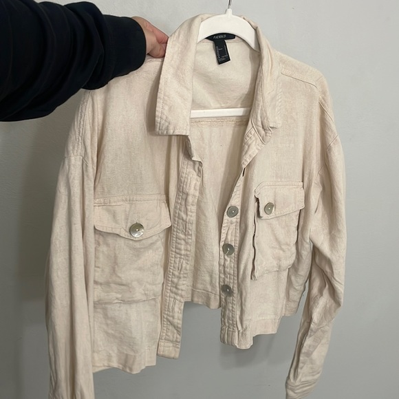 Sweaters - Forever 21 tan cropped jacket